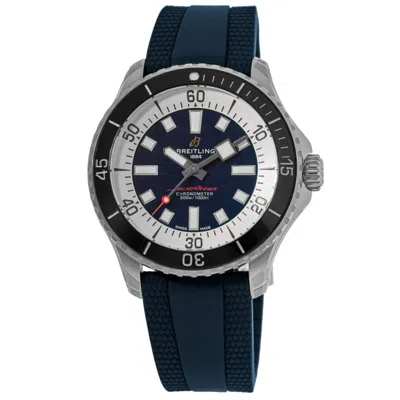 Breitling Superocean Automatic 44 Blue Dial Rubber Strap Men's Watch A17376211c1s1 In Black
