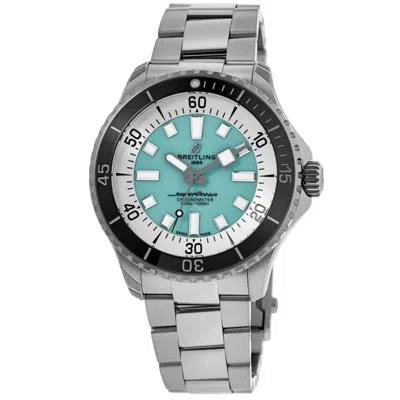 Breitling Superocean Automatic 44 Turquoise Dial Steel Men's Watch A17376211l2a1 In Blue