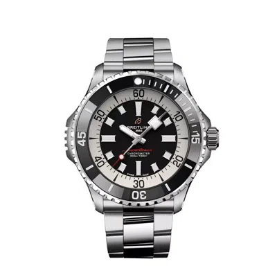 Pre-owned Breitling Superocean Automatic 46 Black Dial Stainless Steel Watch A17378211b1a1