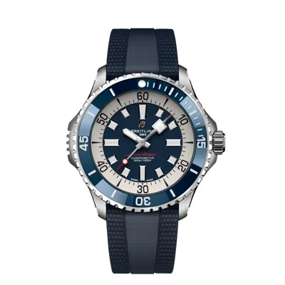 Pre-owned Breitling Superocean Automatic 46 Blue Dial Rubber Strap Watch A17378e71c1s1