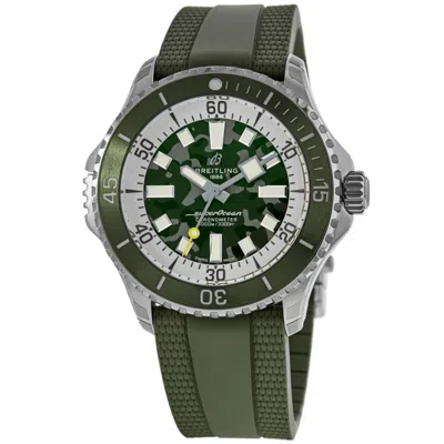 Breitling Superocean Automatic 46 Super Diver Green Dial Rubber Strap Men's Watch E10379d31l1s1