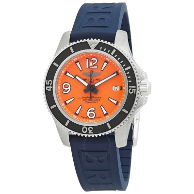 Breitling Superocean Automatic Chronometer Orange Dial Men's Watch In Black / Blue / Gun Metal / Gunmetal / Orange