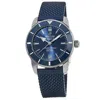 Breitling Superocean Heritage Automatic 42 Blue Dial Rubber Strap Men's Watch Ab2010161c1s1 In Blue