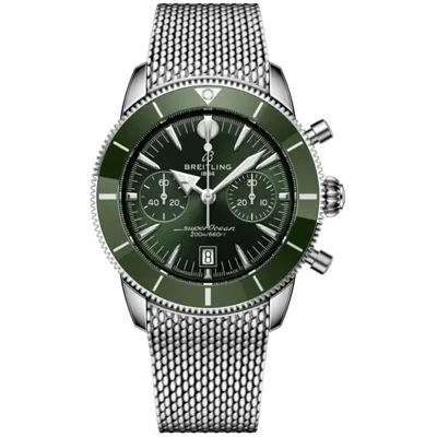 Breitling Superocean Heritage B01 Chronograph 42 Green Dial Stainless Steel Men's Watch Ab0156361l1a1 In Silver