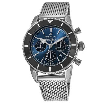 Breitling Superocean Heritage B01 Chronograph 44 Blue Dial Steel Mesh Band Men's Watch Ab0162121c1a1