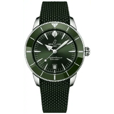 Breitling Superocean Heritage B31 Automatic 44 Green Dial Rubber Strap Men's Watch Ab3112361l1s1 In Black