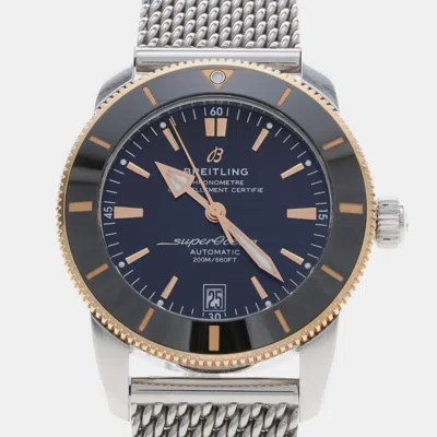 Pre-owned Breitling Superocean Heritage Ub2010161c1a1 Blue Stainless Steel 18k Rose Gold Automatic Men's Watches 42mm