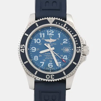 Pre-owned Breitling Superocean Ii A17365d11c1s1 Blue Stainless Steel Automatic Men Wristwatch 42mm