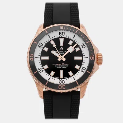 Pre-owned Breitling Superocean R17375211b1s1 Black 18k Rose Gold Automatic Men's Watches 42mm