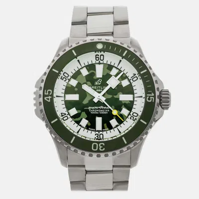 Pre-owned Breitling Superocean Super Diver E10379d31l1e1 Automatic Green Dial Titanium Men's Wristwatch 46mm