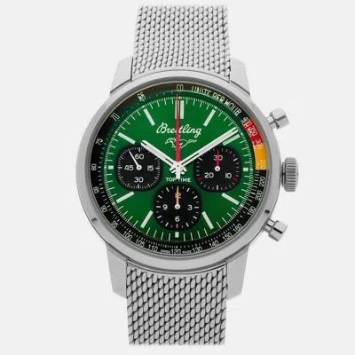 Pre-owned Breitling Top Time Ab01762a1l1a1 Automatic Chronograph Green Dial Stainless Steel Men's Wristwatch 41mm