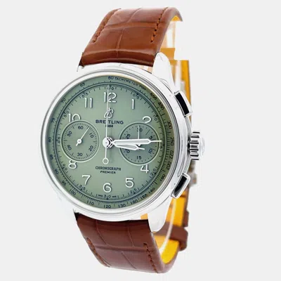 Pre-owned Breitling Top Time Ab0930d31l1p1 Green Stainless Steel Manual Winding Men's Watches 40mm