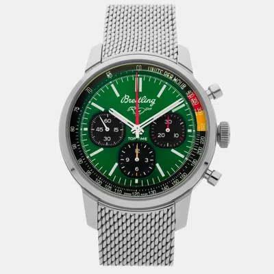 Pre-owned Breitling Top Time B01 Ford Mustang Ab01762a1l1a1 Green Stainless Steel Automatic Men's Watches 41mm