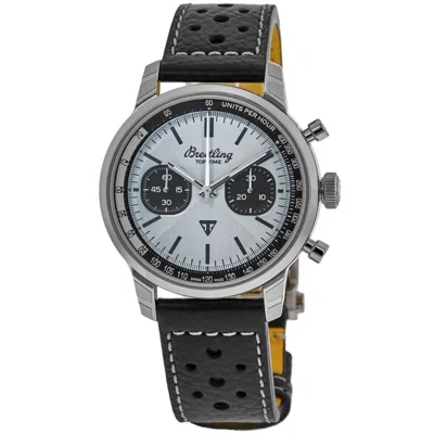 Breitling Top Time Triumph Automatic Chronograph Ice Blue Dial Black Leather Strap Men's Watch Ab01764a1c1x1