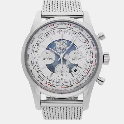 Pre-owned Breitling Transocean Ab0510u0/a732 White Stainless Steel Automatic Men's Watches 46mm