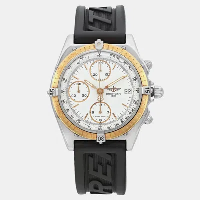 Pre-owned Breitling White 18k Gold Stainless Steel Chronomat D13047 Automatic Men's Wristwatch 40mm