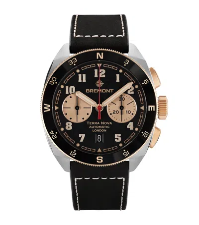 Bremont X Jimmy Chin Sterling Silver And Rose Gold Terra Nova Chronograph Watch In Black