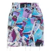 Brenda Agradi Women's Blue / Pink / Purple Ibiza Style Blue Purple Printed Miniskirt - Yves Uro Tribute In Blue/pink/purple