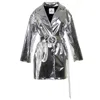 Brenda Agradi Women's Silver Mirror Party Trench Coat - The Reflection In Silver