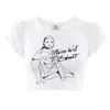 Brenda Agradi Women's White Printed Crop Top - Miss Wet T-shirt In White
