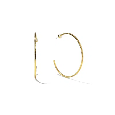 Brenda Grands Women's Thin Hammered Hoop Earrings In Gold