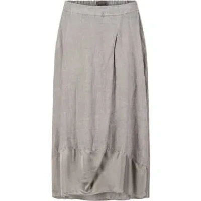Brenda Muir Oska Linen Skirt With Satin Hem In Gray