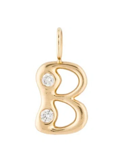 Pre-owned Brent Neale 18k Diamond Bubble 'b' Pendant, 1" In Multi