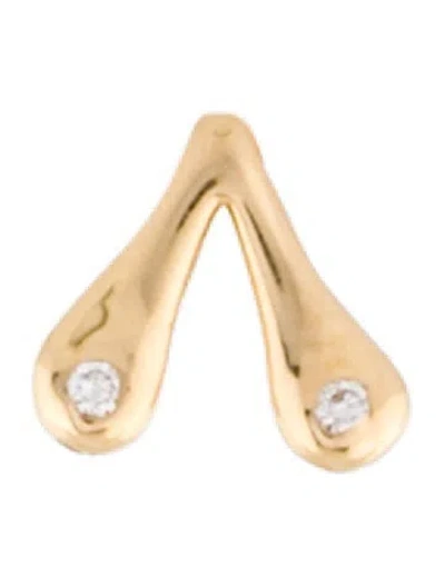 Pre-owned Brent Neale 18k Diamond Bubble Letter 'v' Single Stud Earring In Multi