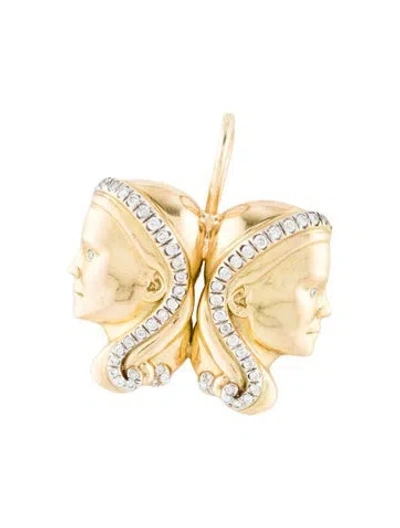 Pre-owned Brent Neale 18k Diamond Gemini Pendant, 1" In Multi
