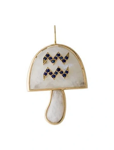 Pre-owned Brent Neale 18k Moonstone & Sapphire Aquarius Large Magic Mushroom Pendant In Multi