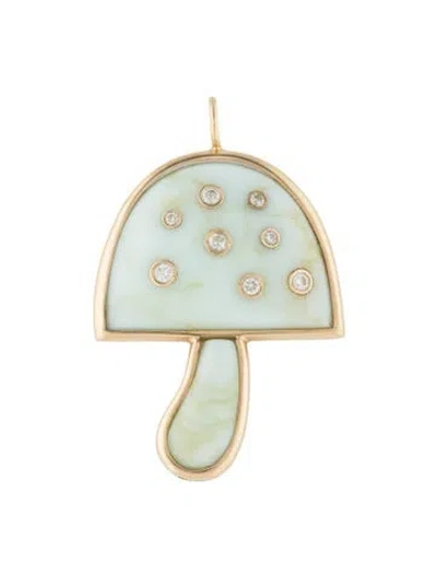 Pre-owned Brent Neale 18k Opal & Diamond Large Magic Mushroom Pendant In Multicolor