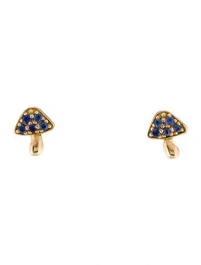 Pre-owned Brent Neale 18k Sapphire Micro Mushroom Stud Earrings In Multi