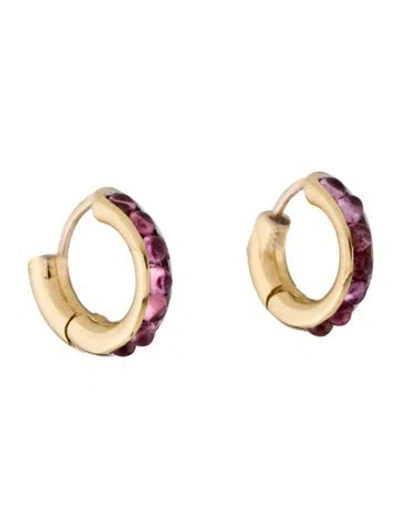 Pre-owned Brent Neale 18k Tourmaline Huggies In Multi