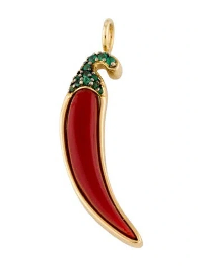 Pre-owned Brent Neale Emerald Chili Pepper Pendant In Multi
