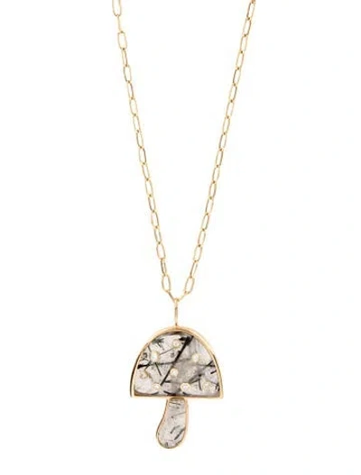 Pre-owned Brent Neale Tourmalinated Quartz & Diamond Large Magic Mushroom Pendant Necklace, 33.5" In Multi