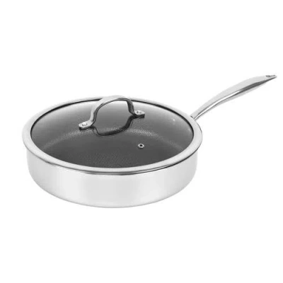 Brentwood 11 Inch Nonstick Ss Deep Saute Pan W/ Glass Lid In Silver