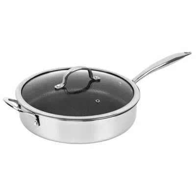 Brentwood 11-in. 3-ply Hybrid Non-stick Stainless Steel Induction-compatible Deep Sauté Pan With Glass Lid In Black
