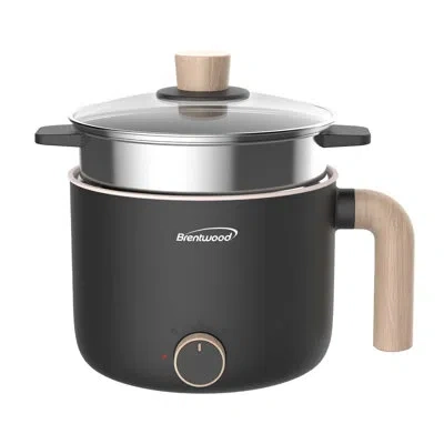Brentwood 1.5 Liter Multi-function Electric Hot Pot Cooker In Black With Ceramic Non-stick Ceramic Coating And