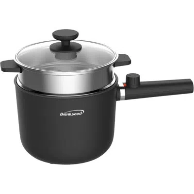 Brentwood 1.5 Liter Multi-function Electric Hot Pot Cooker In Black With Ceramic Non-stick Coating And Stainle