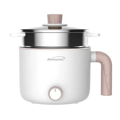 Brentwood 1.5 Liter Multi-function Electric Hot Pot Cooker In White With Ceramic Non-stick Ceramic Coating And In Pink
