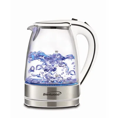 Brentwood 1.7l Tempered Glass Tea Kettle In White In Multi