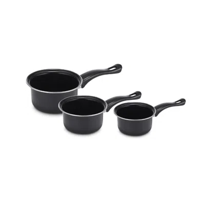 Brentwood 3 Piece Carbon Steel Sauce Pan Set In Black
