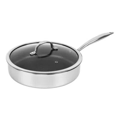 Brentwood ® 3.2-qt. 10-in. 3-ply Hybrid Non-stick Stainless Steel Deep Sauté Pan With Tempered Glass Lid