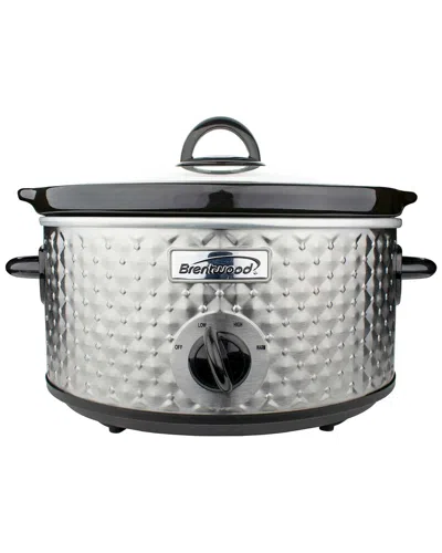 Brentwood 3.5qt Diamond Pattern Slow Cooker In Silver