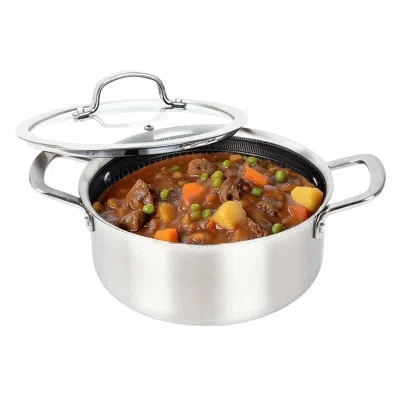 Brentwood ® 3-ply Hybrid Non-stick Stainless Steel Dutch Oven With Tempered Glass Lid