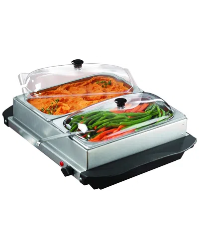 Brentwood 3qt 2 Pan Buffet Server & Warming Tray In Gray