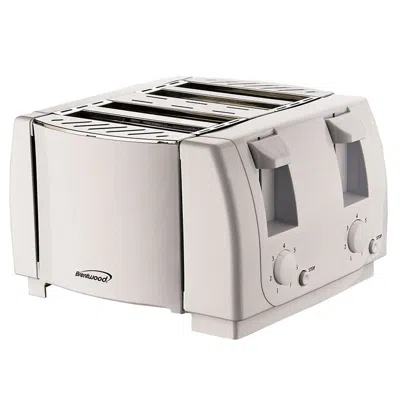 Brentwood 4 Slice Cool Touch Toaster In White