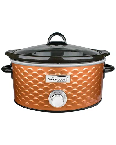 Brentwood 4.5qt Slow Cooker Scallop Pattern In Brown