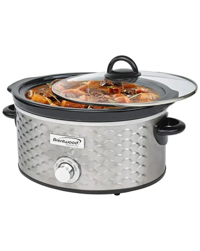 Brentwood 4.5qt Stainless Steel Slow Cooker Scallop Pattern In Silver
