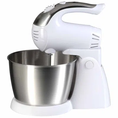 Brentwood 5-speed Stand Mixer Stainless Steel Bowl 200w In White 5-speed Stand Mixer Stainless Steel Bowl 200w In White